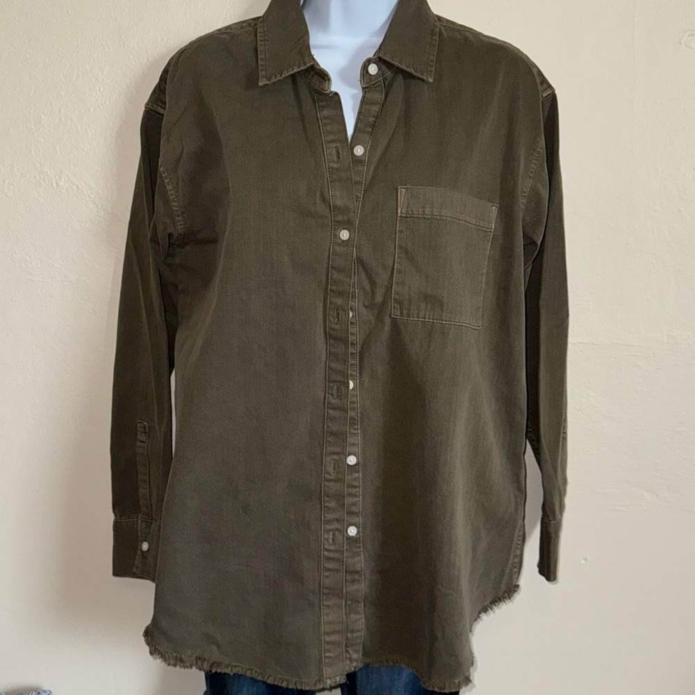 Aerie Long Sleeve Button Front Oversized Top /Blouse